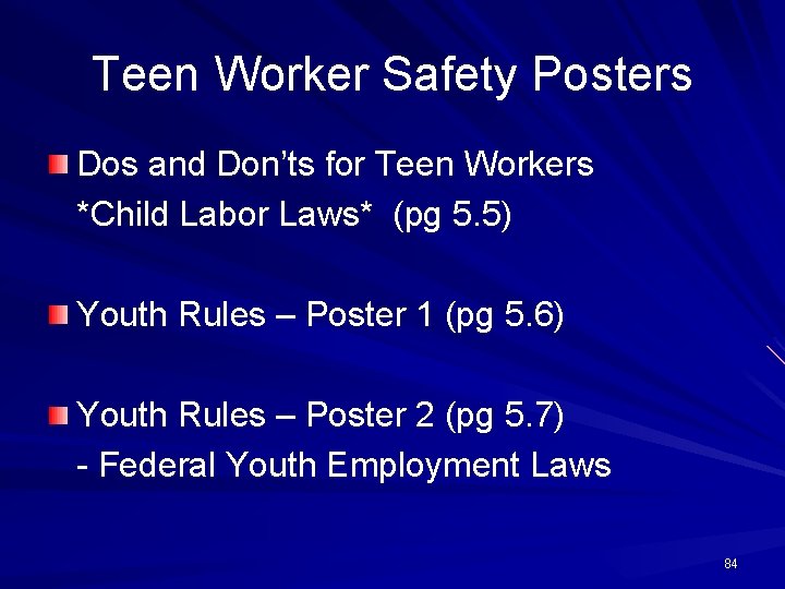 Teen Worker Safety Posters Dos and Don’ts for Teen Workers *Child Labor Laws* (pg