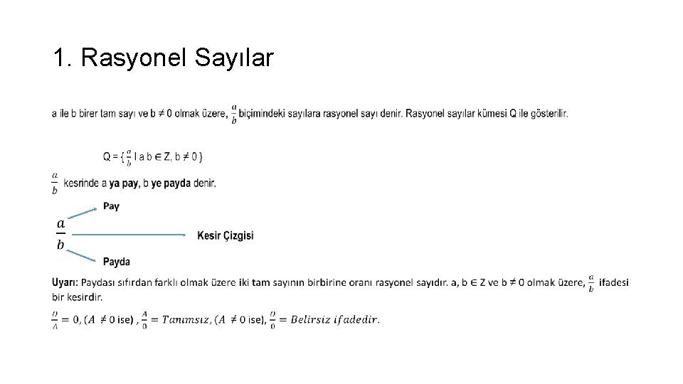 1. Rasyonel Sayılar • 