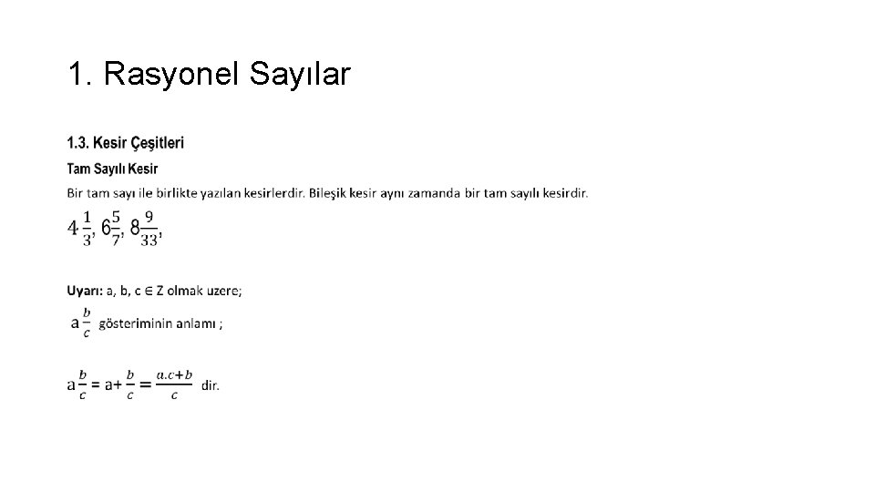 1. Rasyonel Sayılar • 