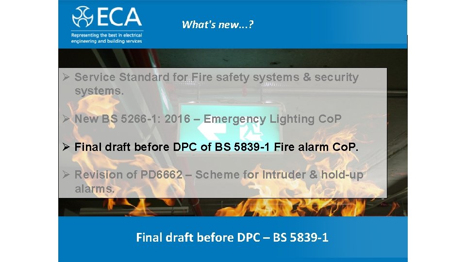 The Electrical Contractor’ Association What's new. . . ? Ø Service Standard for Fire