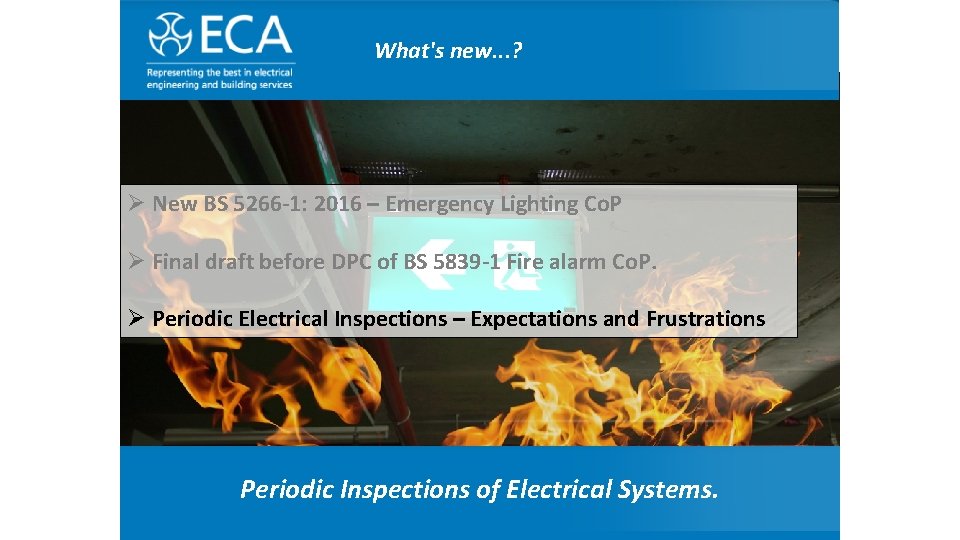 The Electrical Contractor’ Association What's new. . . ? Ø New BS 5266 -1: