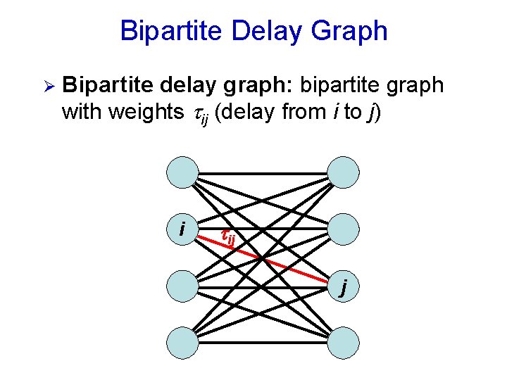 Bipartite Delay Graph Ø Bipartite delay graph: bipartite graph with weights ij (delay from