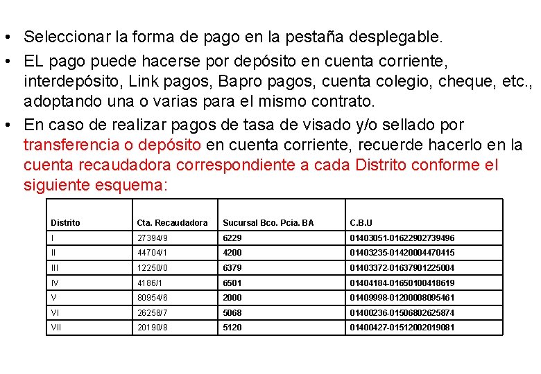  • Seleccionar la forma de pago en la pestaña desplegable. • EL pago