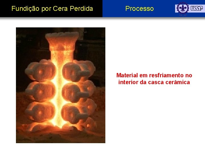 Fundição por Cera Perdida Processo Material em resfriamento no interior da casca cerâmica 