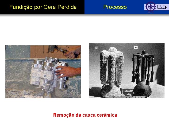 Fundição por Cera Perdida Processo Remoção da casca cerâmica 