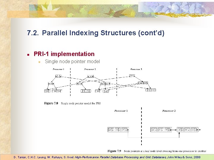 7. 2. Parallel Indexing Structures (cont’d) n PRI-1 implementation n Single node pointer model