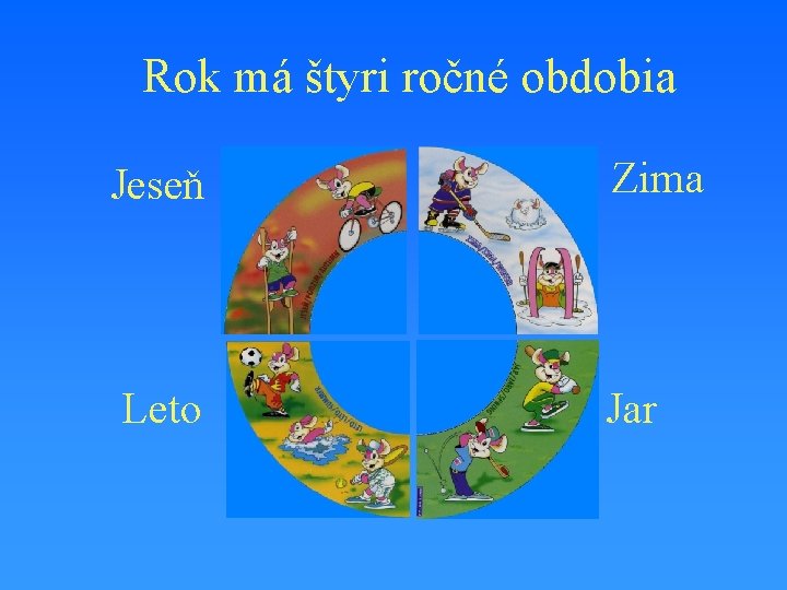 Rok má štyri ročné obdobia Jeseň Zima Leto Jar 
