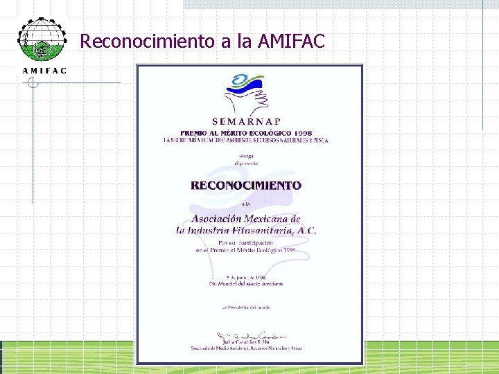 Reconocimiento a la AMIFAC 