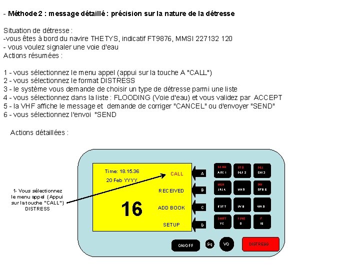 - Méthode 2 : message détaillé : précision sur la nature de la détresse