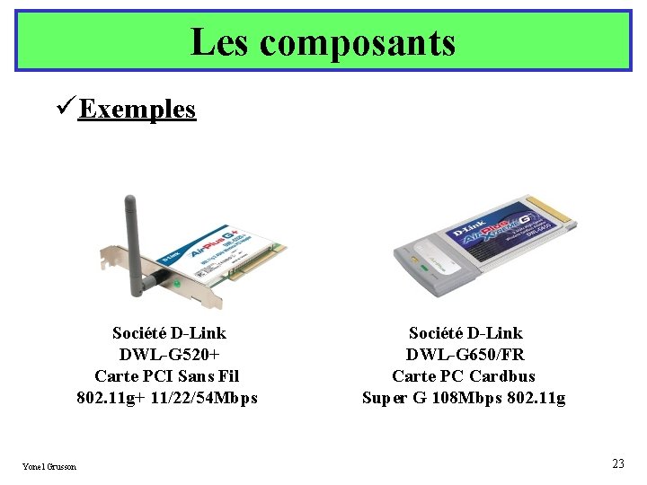 Les composants üExemples Société D-Link DWL-G 520+ Carte PCI Sans Fil 802. 11 g+