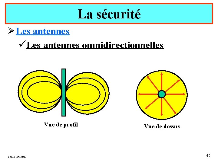 La sécurité Ø Les antennes üLes antennes omnidirectionnelles Vue de profil Yonel Grusson Vue