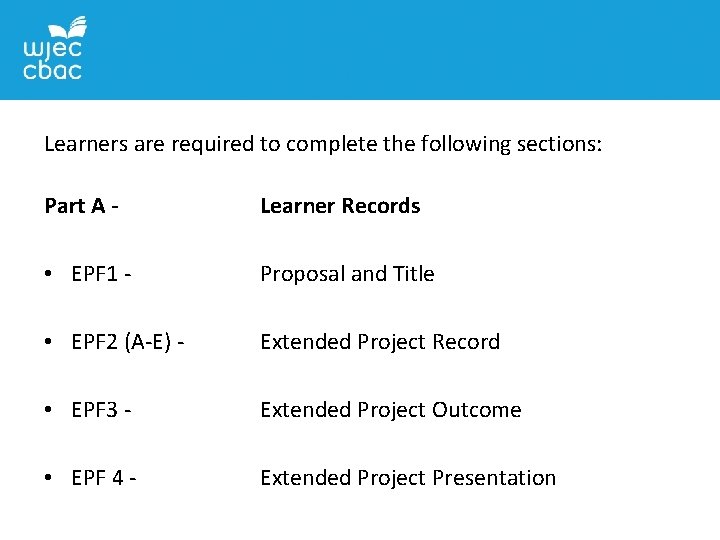 Learners are required to complete the following sections: Part A - Learner Records •