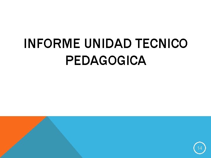 INFORME UNIDAD TECNICO PEDAGOGICA 14 