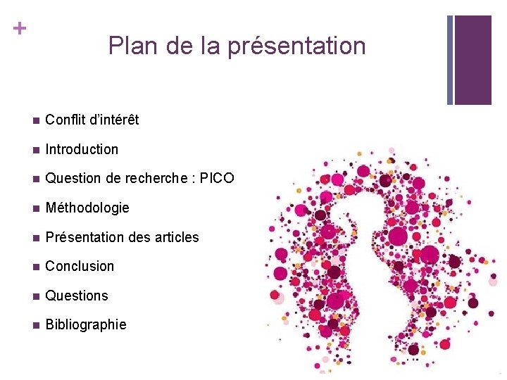 + Plan de la présentation n Conflit d’intérêt n Introduction n Question de recherche + Plan de la présentation n Conflit d’intérêt n Introduction n Question de recherche