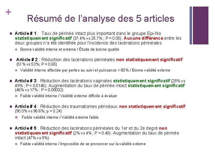 + n Résumé de l’analyse des 5 articles Article # 1 : Taux de + n Résumé de l’analyse des 5 articles Article # 1 : Taux de