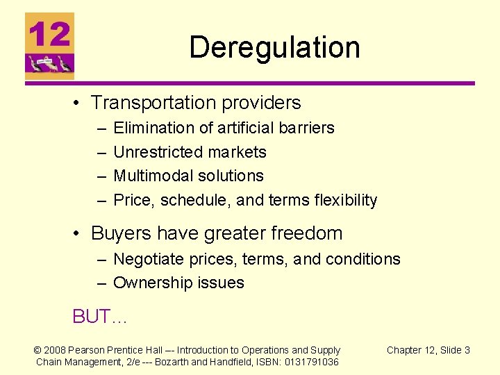 Deregulation • Transportation providers – – Elimination of artificial barriers Unrestricted markets Multimodal solutions Deregulation • Transportation providers – – Elimination of artificial barriers Unrestricted markets Multimodal solutions
