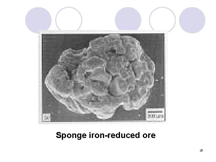 Sponge iron-reduced ore 26 