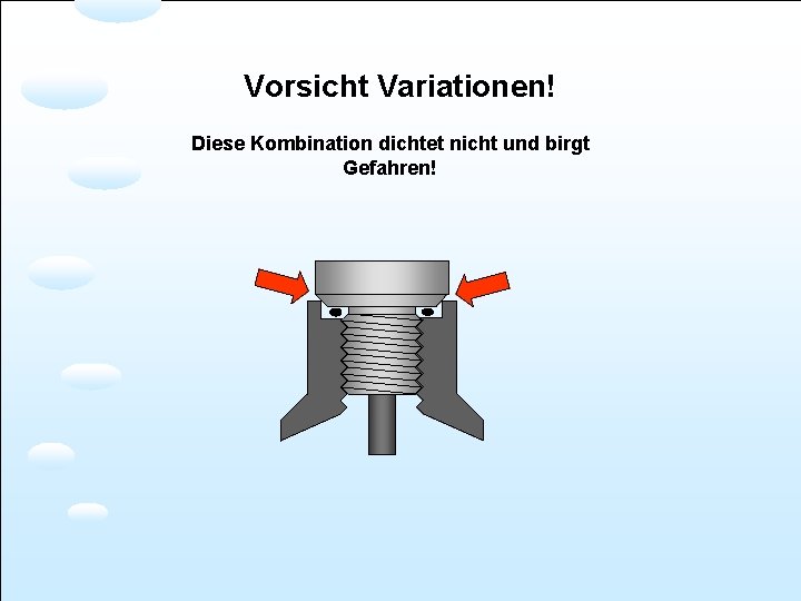 Vorsicht Variationen! Diese Kombination dichtet nicht und birgt Gefahren! 