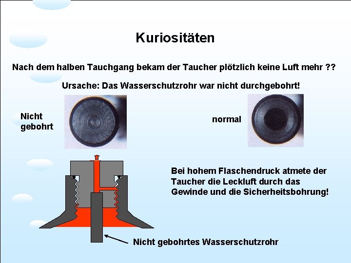 Kuriositäten Nach dem halben Tauchgang bekam der Taucher plötzlich keine Luft mehr ? ?