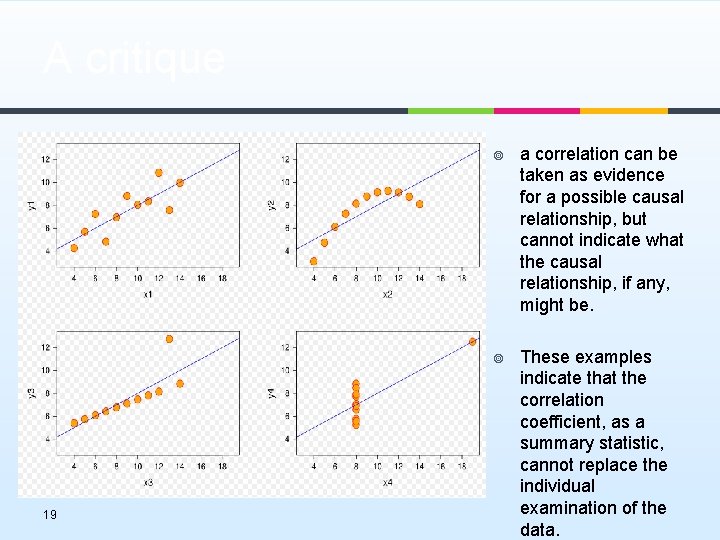 A critique 19 ¥ a correlation can be taken as evidence for a possible