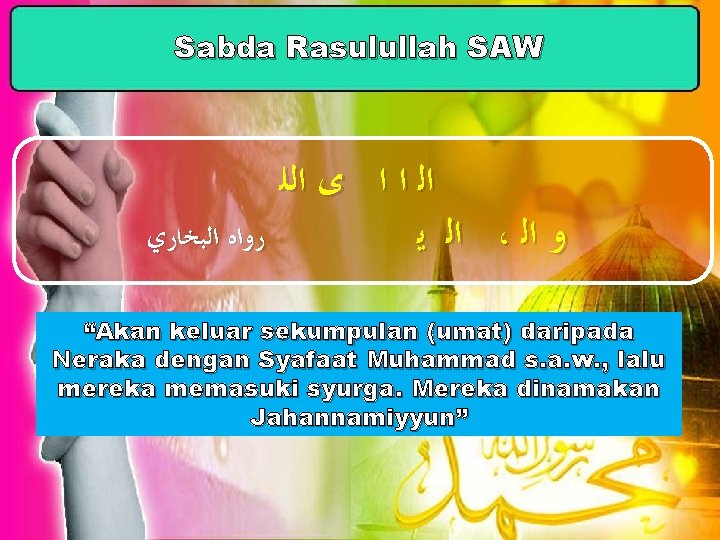 Sabda Rasulullah SAW ﺍﻟ ﺍ ﺍ ﻯ ﺍﻟﻠ ﺭﻭﺍﻩ ﺍﻟﺒﺨﺎﺭﻱ ﺍﻟ ﻳ ، ﻭ