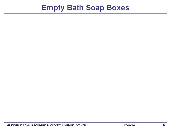 Empty Bath Soap Boxes Department of Chemical Engineering, University of Michigan, Ann Arbor 11/23/2020