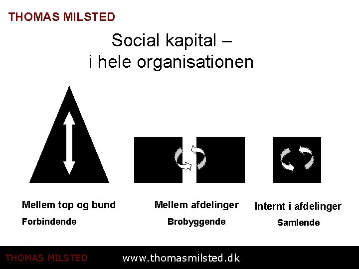 THOMAS MILSTED Social kapital – i hele organisationen Mellem top og bund Forbindende THOMAS