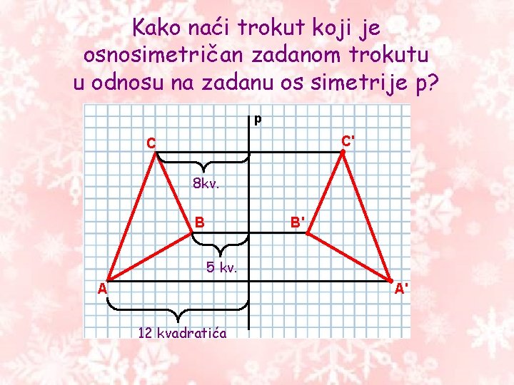 Kako naći trokut koji je osnosimetričan zadanom trokutu u odnosu na zadanu os simetrije