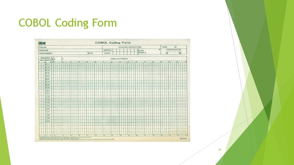 COBOL Coding Form 27 