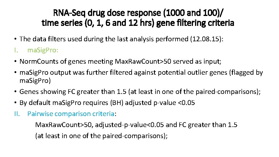 RNA-Seq drug dose response (1000 and 100)/ time series (0, 1, 6 and 12