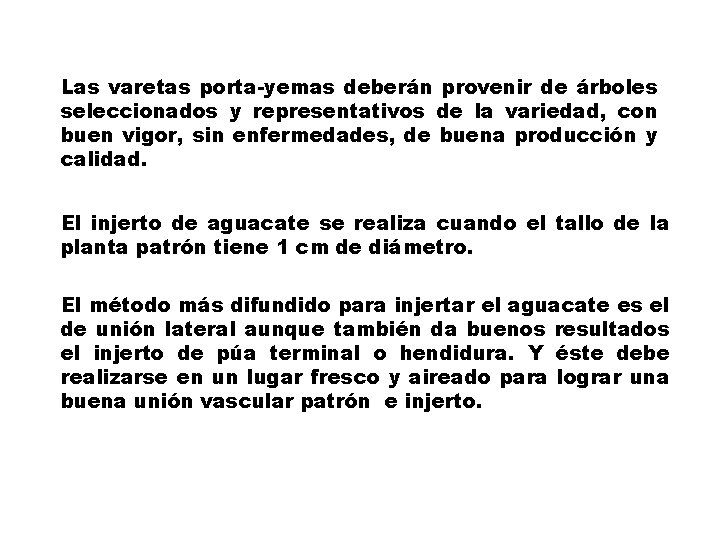 Las varetas porta-yemas deberán provenir de árboles seleccionados y representativos de la variedad, con