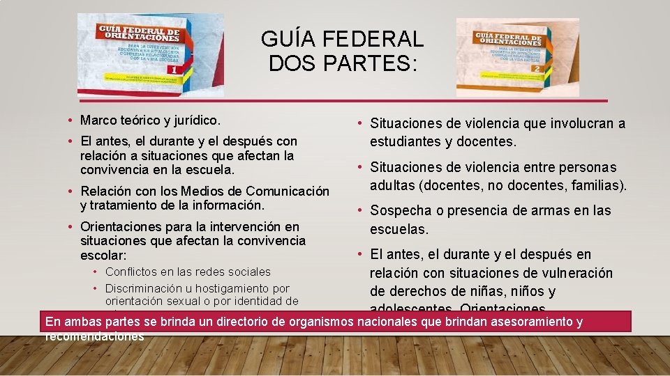 GUÍA FEDERAL DOS PARTES: • Marco teórico y jurídico. • El antes, el durante GUÍA FEDERAL DOS PARTES: • Marco teórico y jurídico. • El antes, el durante