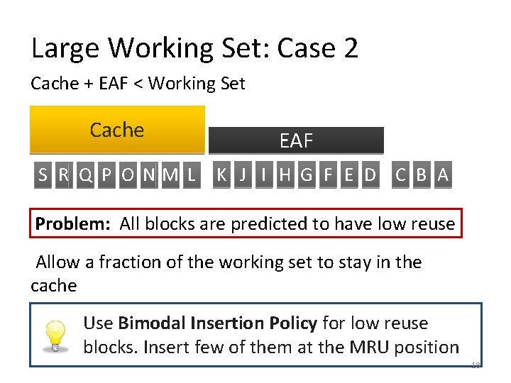 Large Working Set: Case 2 Cache + EAF < Working Set Cache S R