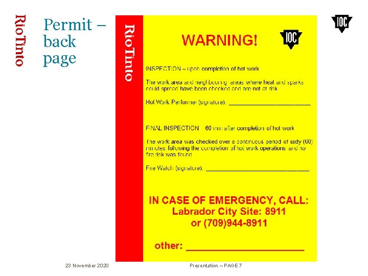 Permit – back page 23 November 2020 Presentation – PAGE 7 Permit – back page 23 November 2020 Presentation – PAGE 7