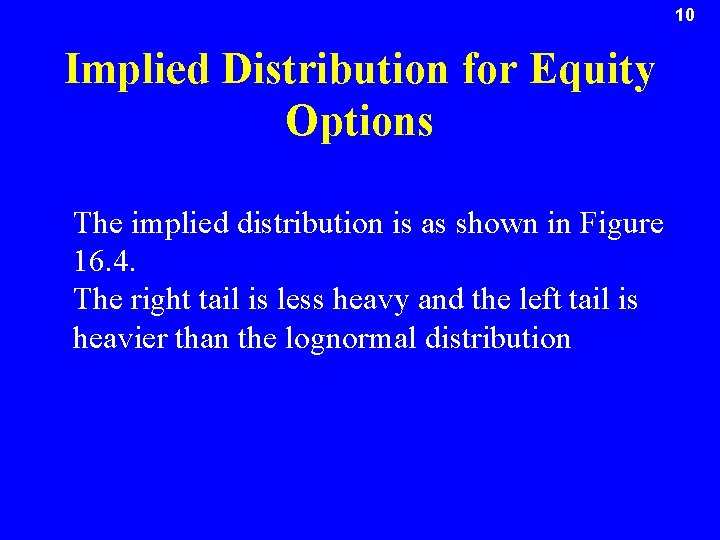 10 Implied Distribution for Equity Options The implied distribution is as shown in Figure