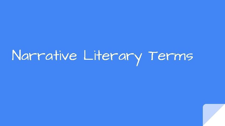 Narrative Literary Terms Narrative Literary Terms