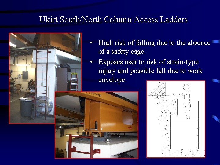 Ukirt South/North Column Access Ladders • High risk of falling due to the absence
