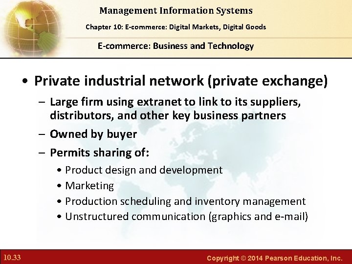 Management Information Systems Chapter Foundations of Business Chapter 10: 6: E-commerce: Digital Markets, Intelligence