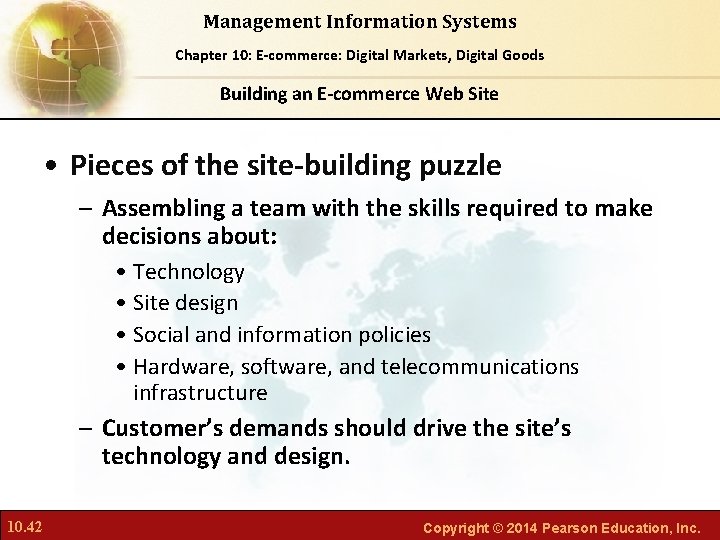 Management Information Systems Chapter Foundations of Business Chapter 10: 6: E-commerce: Digital Markets, Intelligence