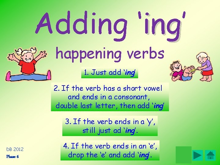 Суффикс ing read +ing reading. Spelling ing правило. Add ing to the verbs. Глагол happen