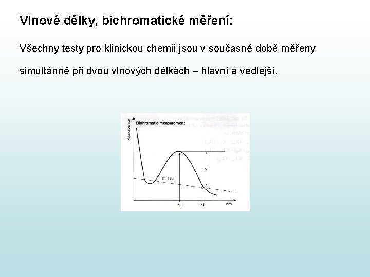 Vlnové délky, bichromatické měření: Všechny testy pro klinickou chemii jsou v současné době měřeny