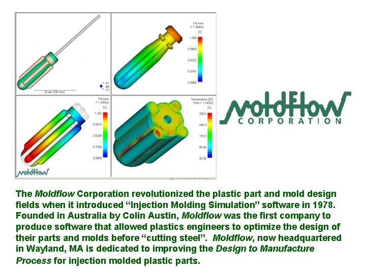 The Moldflow Corporation revolutionized the plastic part and mold design fields when it introduced