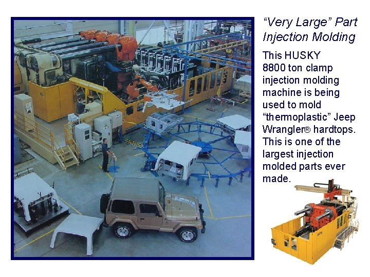 “Very Large” Part Injection Molding This HUSKY 8800 ton clamp injection molding machine is