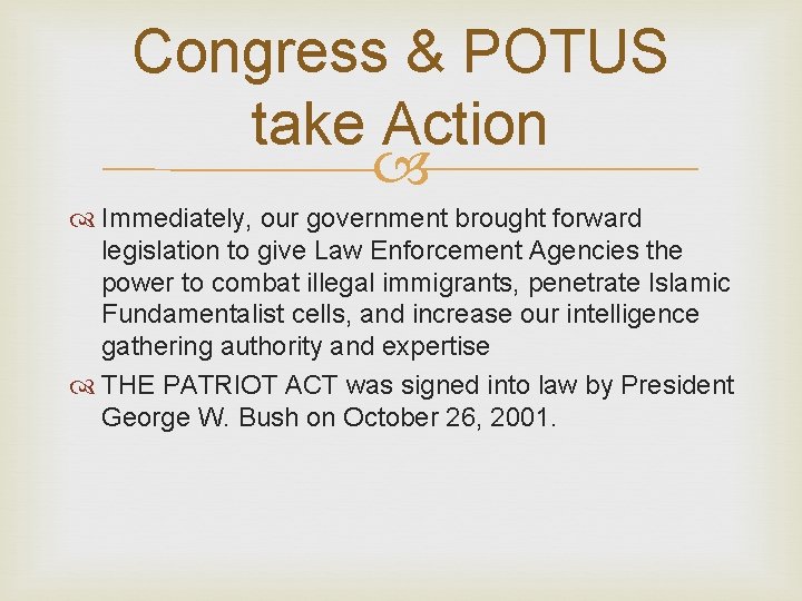 Congress & POTUS take Action Immediately, our government brought forward legislation to give Law Congress & POTUS take Action Immediately, our government brought forward legislation to give Law