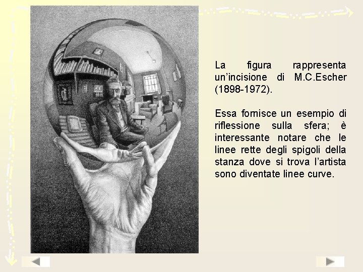 La figura rappresenta un’incisione di M. C. Escher (1898 -1972). Essa fornisce un esempio