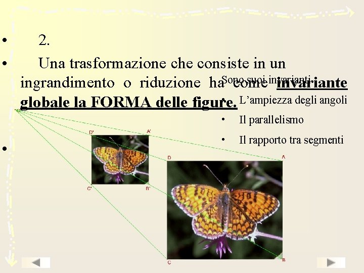  • • • 2. Una trasformazione che consiste in un suoi invarianti :