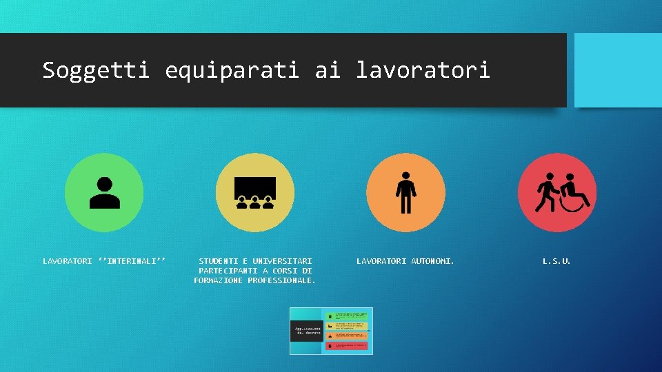 Soggetti equiparati ai lavoratori LAVORATORI ‘’INTERINALI’’ STUDENTI E UNIVERSITARI PARTECIPANTI A CORSI DI FORMAZIONE