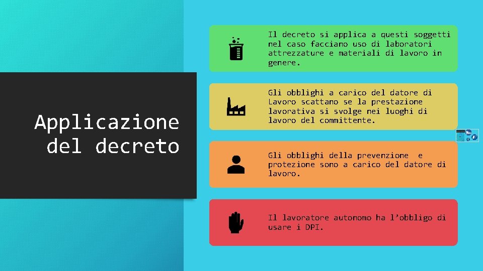 Il decreto si applica a questi soggetti nel caso facciano uso di laboratori attrezzature