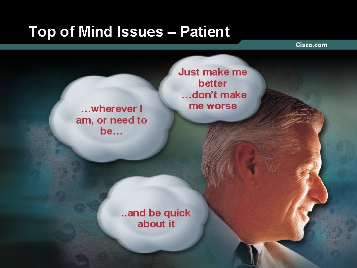 Top of Mind Issues – Patient …wherever I am, or need to be… Just