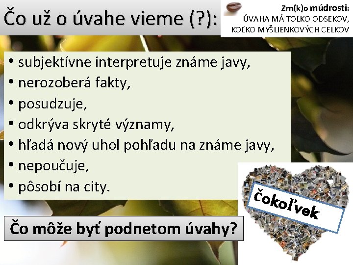 Čo už o úvahe vieme (? ): Zrn(k)o múdrosti: ÚVAHA MÁ TOĽKO ODSEKOV, KOĽKO